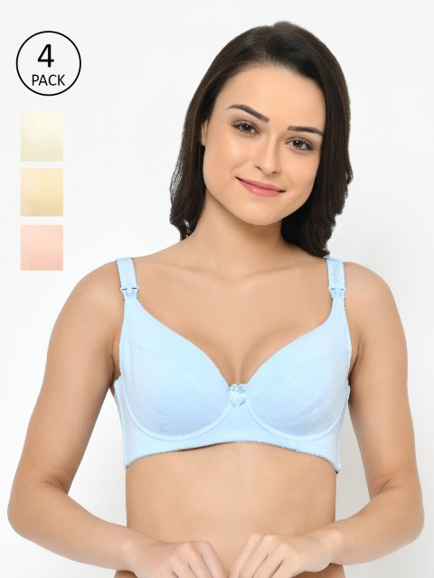 

Cosmo Lady Pack Of 4 Maternity Bra Full Coverage, Blue