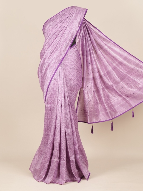 

Pothys Lavender Floral Beads and Stones Saree