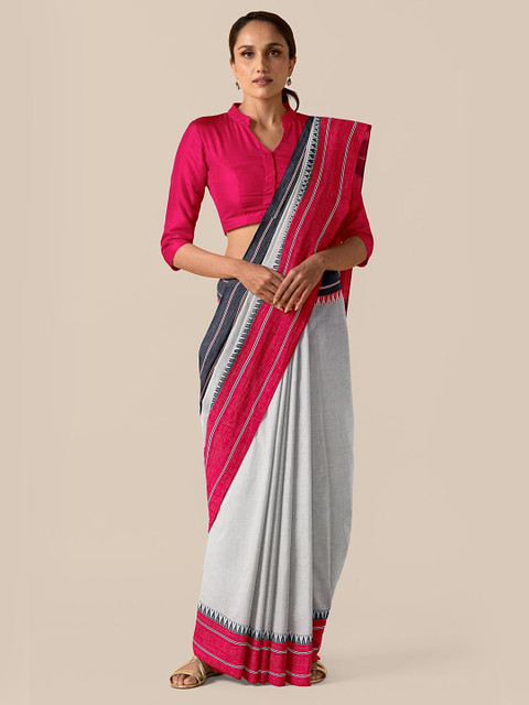 

Taneira Grey & Pink Begumpur Pure Cotton Saree