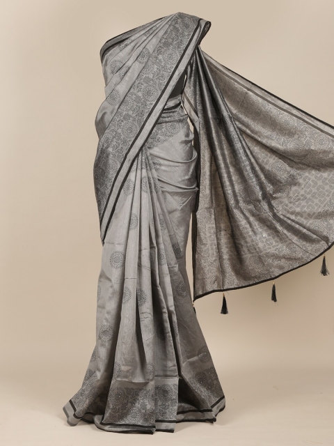 

Pothys Grey & Black Floral Saree