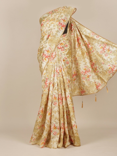 

Pothys Cream & Pink Floral Saree