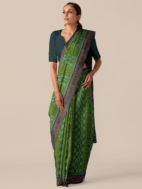 

Taneira Women Green Pure Cotton Sambalpur Printed Saree