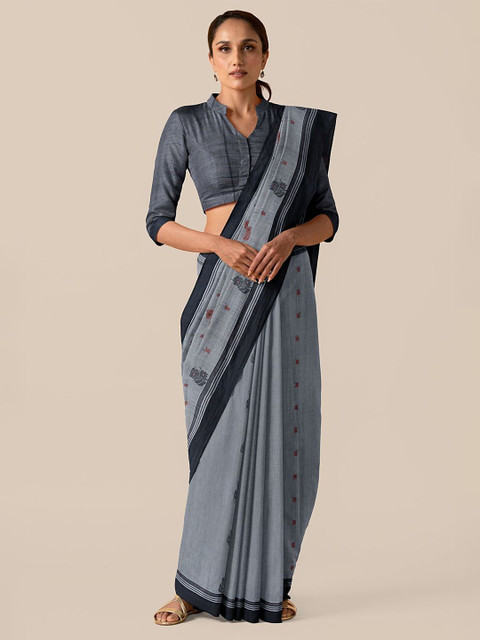 

Taneira Grey & Maroon Woven Design Pure Cotton Saree