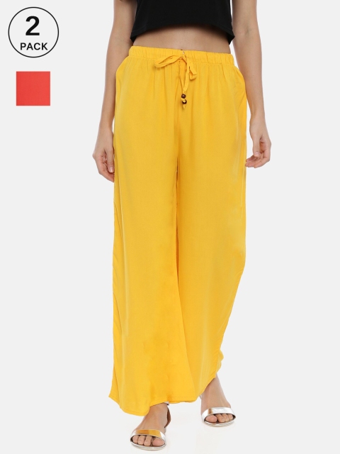 

GOLDSTROMS Women Yellow & Orange Set of 2 Palazzos