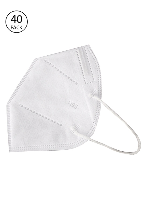 

ZAPATOZ Unisex Pack Of 40 White Solid 5-Ply Reusable Without Filter KN95 Masks