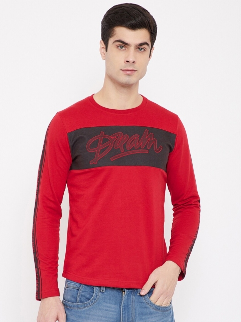 

Duke Men Red & Black Typography Colourblocked T-shirt