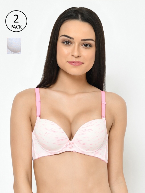 

Cosmo Lady Pack of 2 Half Coverage Underwired Heavily Padded Push-Up Bra, Grey