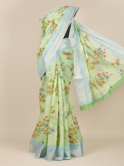 

Pothys Green Floral Jute Silk Saree