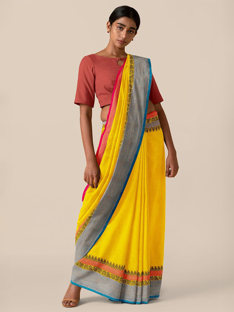 

Taneira Yellow Pure Cotton Chettinad Saree