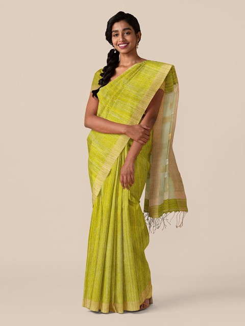 

Taneira Green Pure Silk Tussar Saree