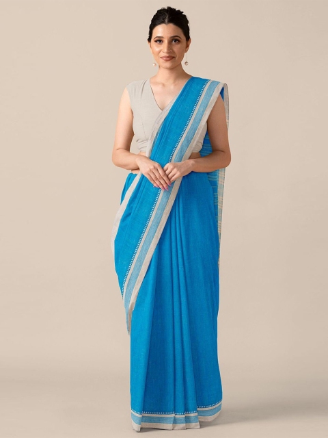 

Taneira Turquoise Blue & Gold Coloured Pure Cotton Saree