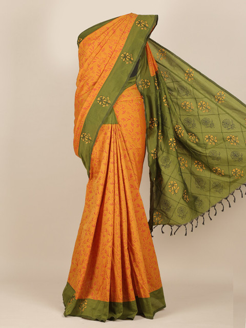 

Pothys Mustard & Pink Floral Saree