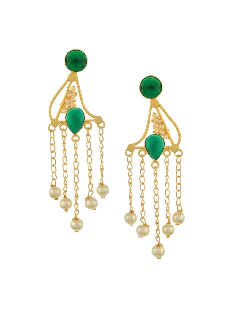 

Silvermerc Designs Green Geometric Pearls Earrings