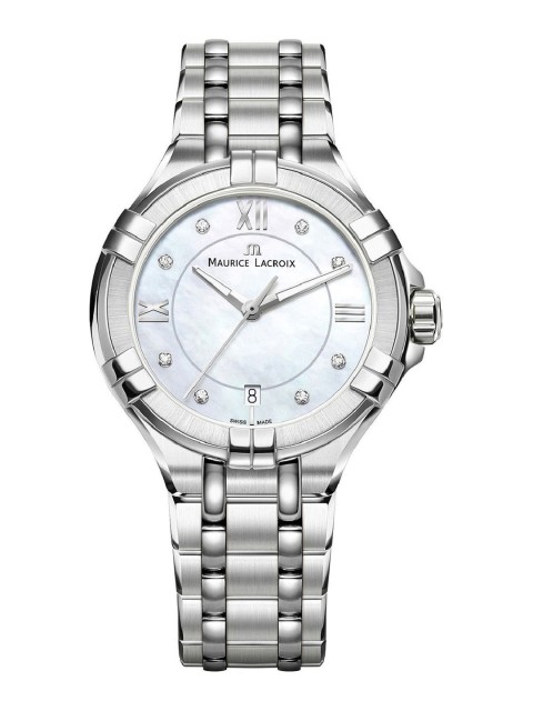 

MAURICE LACROIX Women White & Silver Toned Analogue Watch AI1006-SS002-170-1
