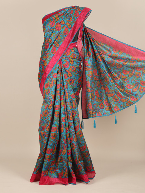 

Pothys Blue & Pink Paisley Saree