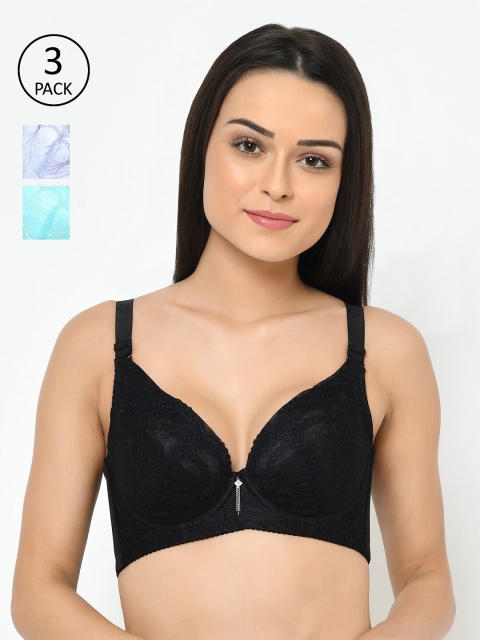 

Cosmo Lady Pack of 3 Push-Up Bra Full Coverage Underwired Heavily Padded, Multi
