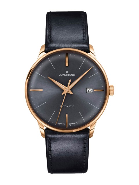

JUNGHANS Men Black Dial & Black Leather Straps Analogue Watch 027751300-Black