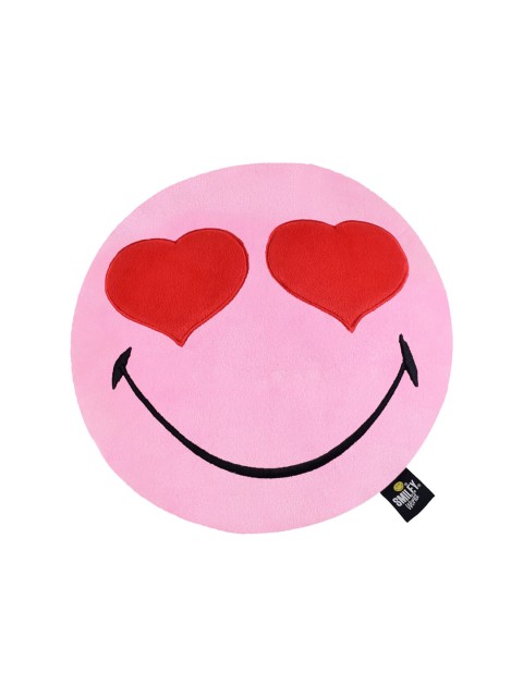 

Smiley World Kids Pink Heart Eyes Round Cushion