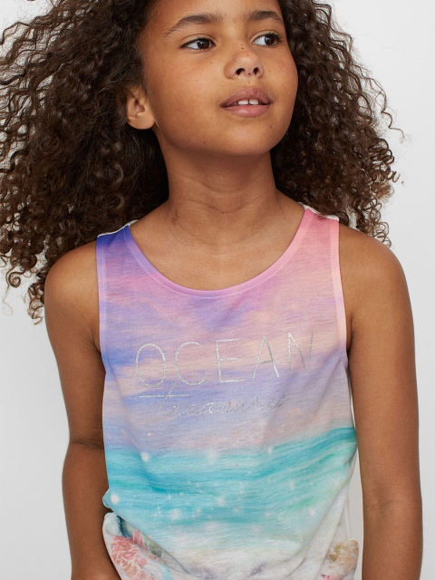 

H&M Girls Multicoloured Printed Vest Top, Multi
