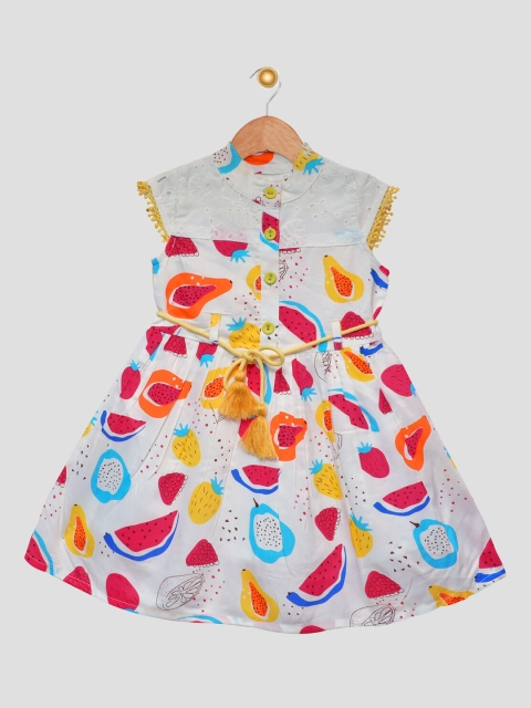 

Bella Moda White & Pink Fit and Flare Dress