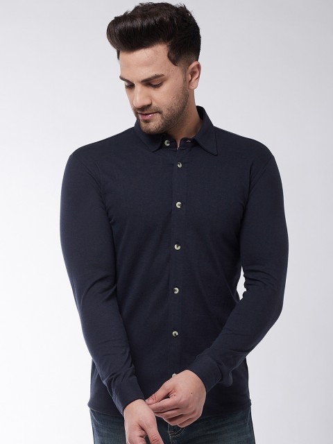 

GRITSTONES Men Navy Blue Cotton Casual Shirt