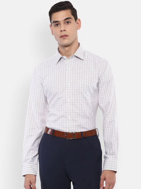 

Van Heusen Men White Tartan Checks Checked Formal Shirt