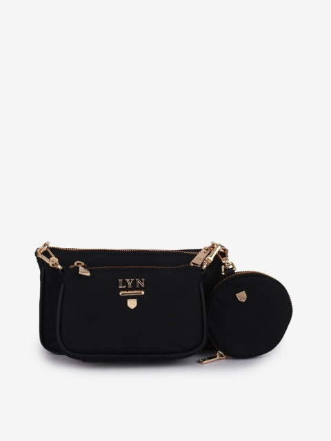 

LYN Black PU Structured Sling Bag
