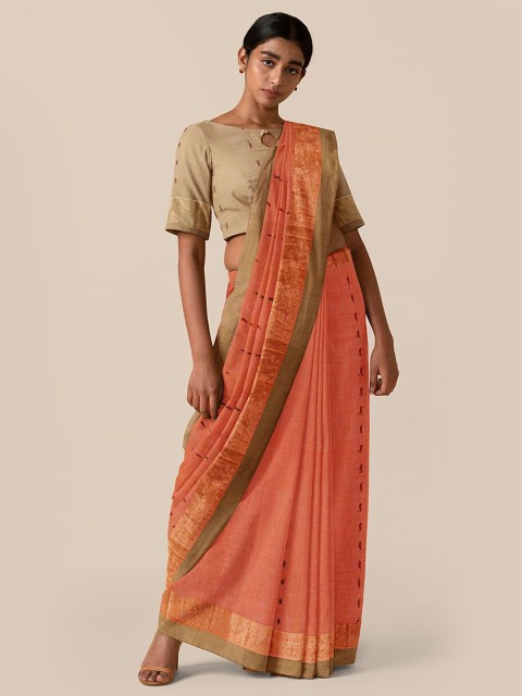 

Taneira Orange & Beige Ethnic Motifs Pure Cotton Saree, Peach