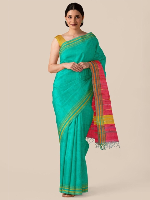 

Taneira Green & Pink Zari Pure Silk Bhagalpuri Saree
