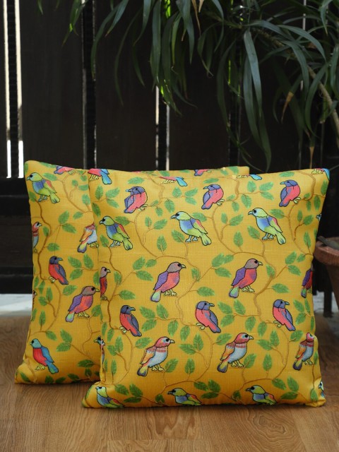 

HOSTA HOMES Yellow & Green Set of 2 Quirky Square Cushion Covers