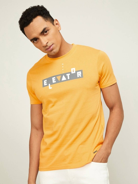 

Bossini Men Yellow Typography Printed Slim Fit T-shirt