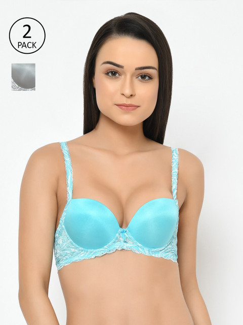 

Cosmo Lady Pack of 2 Turquoise Blue & Grey Push-Up Bra