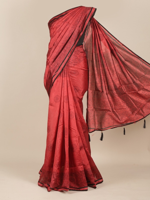 

Pothys Rust & Black Floral Saree