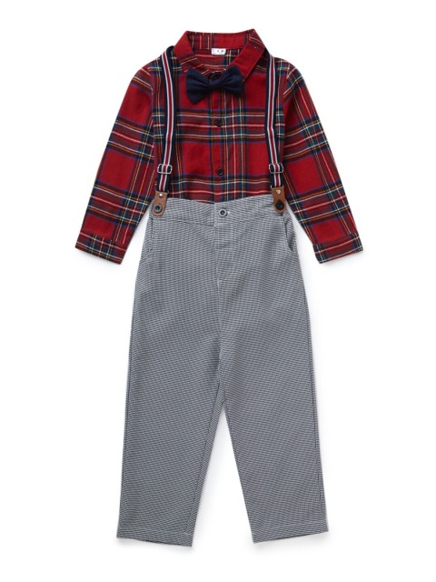 

Like A Boss Boys Red & White Checked Shirt with Trousers
