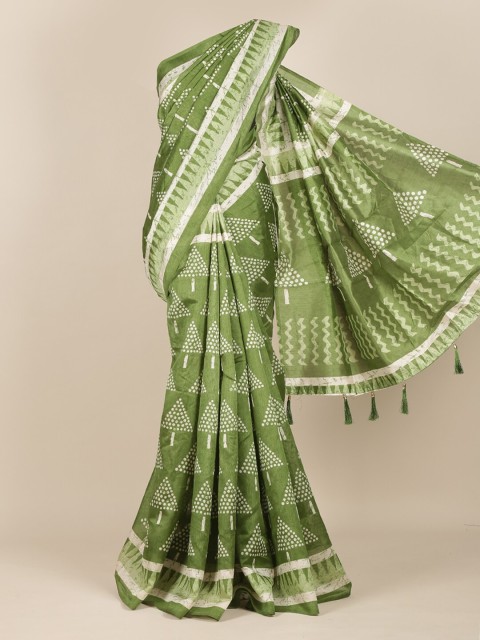

Pothys Green & White Printed Saree