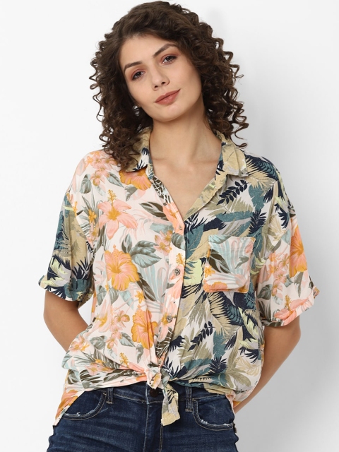 

AMERICAN EAGLE OUTFITTERS Women White Floral Printed Casual Shirt