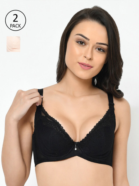 

Cosmo Lady Pack Of 2 Black & Cream Full Coverage Lightly Padded T-shirt Bras LB6301