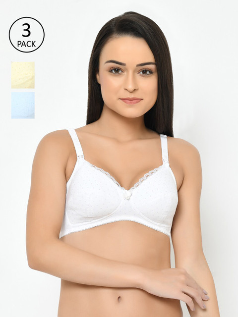 

Cosmo Lady Pack Of 3 Maternity Bras Full Coverage 083906White-yellow-Blue, White