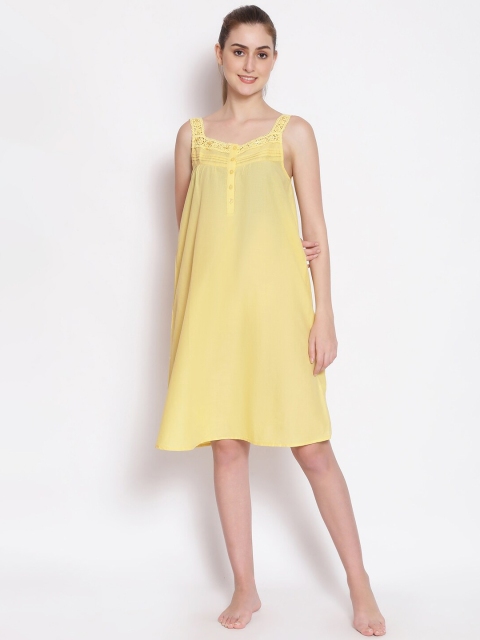 

Oxolloxo Women Yellow Solid Sleepshirt