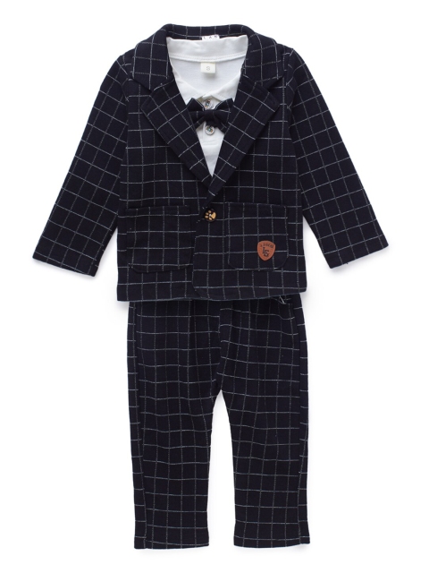 

Like A Boss Boys Navy Blue & White Checked T-shirt with Trousers & Jacket