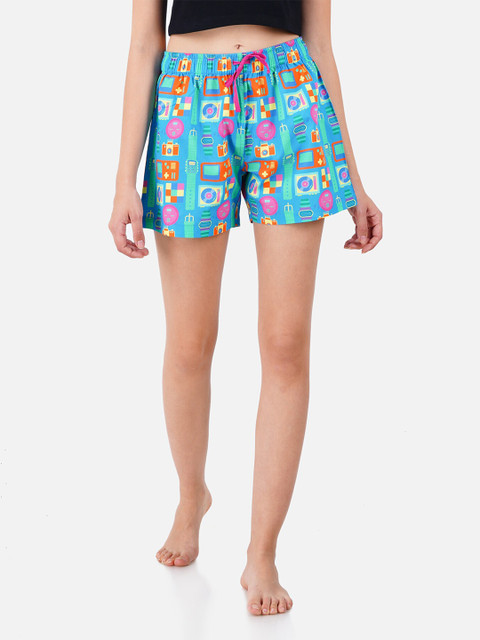 

Smugglerz Women Blue & Pink Printed Lounge Shorts