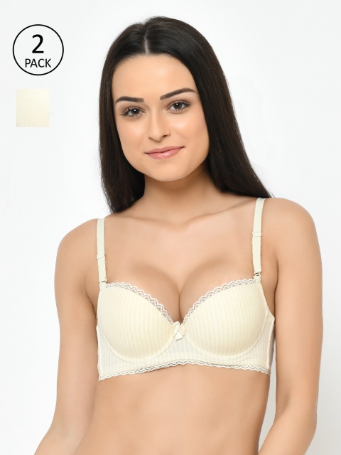 

Cosmo Lady Pack of 2 Cream Push-Up Bra Half Coverage Underwired Heavily Padded