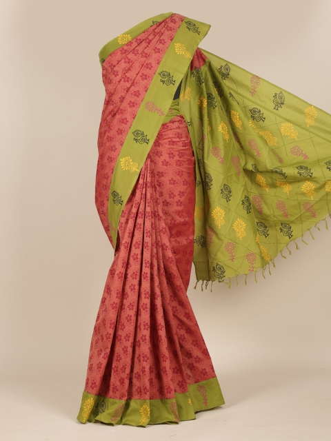 

Pothys Pink & Green Floral Saree