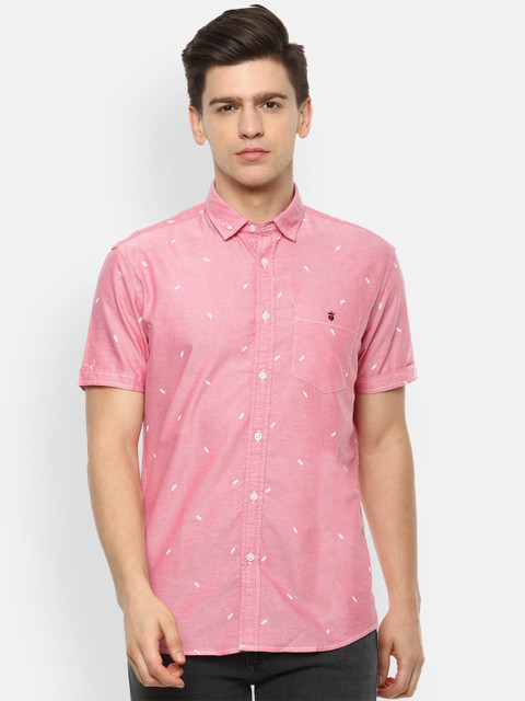 

Louis Philippe Jeans Men Pink Slim Fit Printed Casual Shirt
