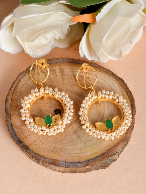 

Silvermerc Designs Gold & White Circular Hoop Earrings