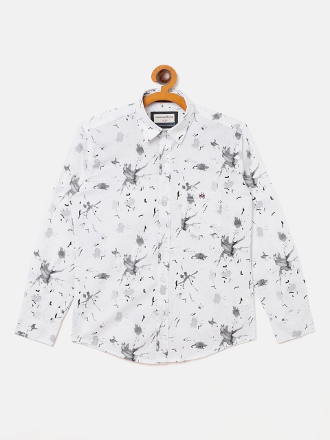 

Crimsoune Club Boys White Slim Fit Printed Cotton Casual Shirt