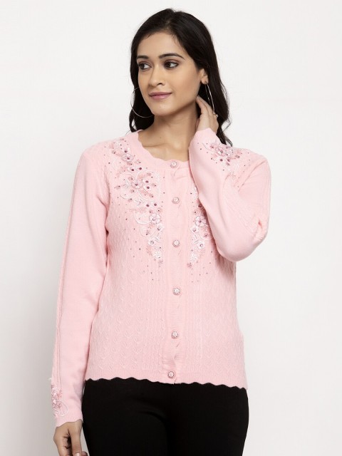 

Global Republic Women Pink Floral Cardigan with Embellished Detail