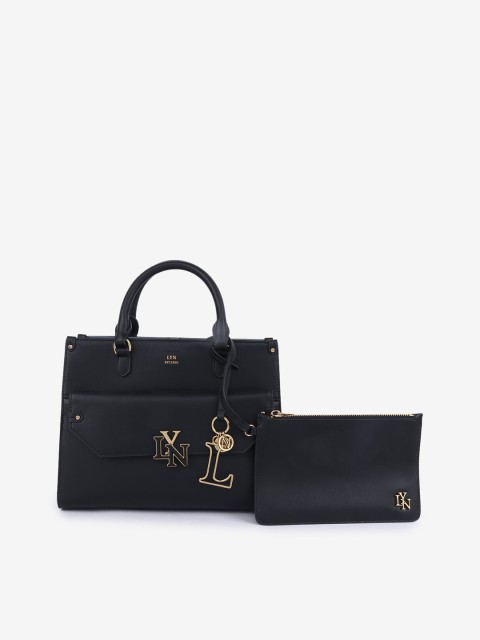 

LYN Black PU Structured Handheld Bag