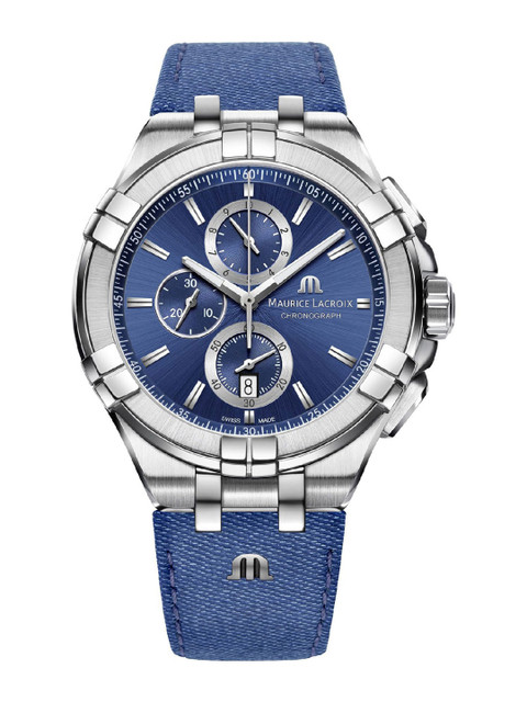 

MAURICE LACROIX Men Blue Dial & Blue Leather Bracelet Style Straps Analogue Watch AI1018