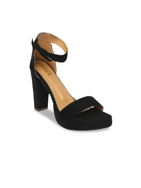 

STALK Womans Black Block Sandals with Buckles